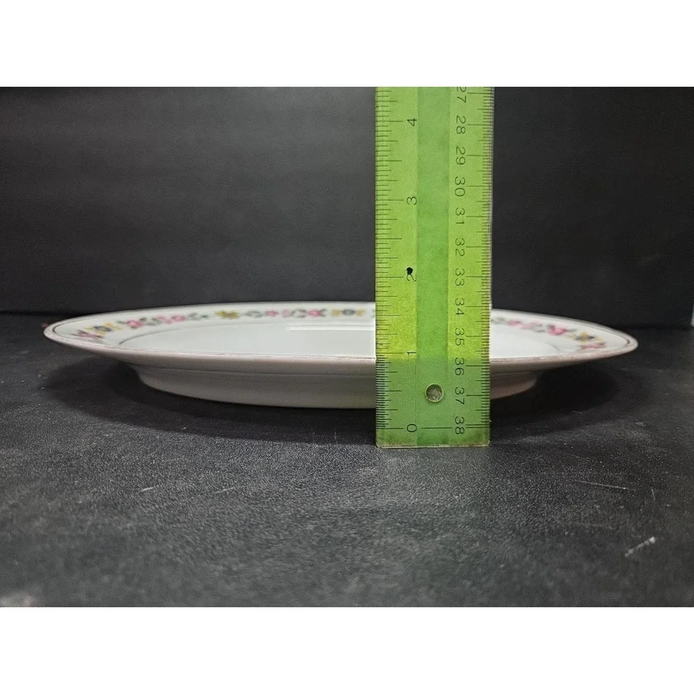 C Ahrenfeldt Limoges Depose Oval Platter, White Bone China, Vtg‎ Floral Border
